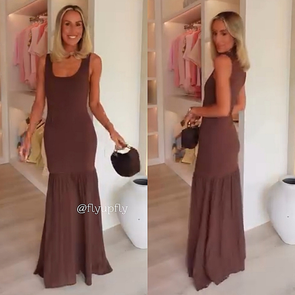 Zara Maxi Long Combination Dress Brown Size S and M - Picture 4 of 8